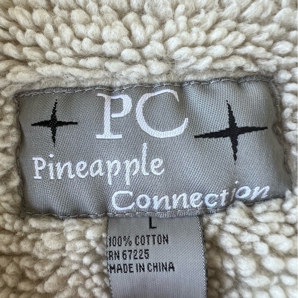 Pineapple Connection Sherpa Lined Corduroy Button Front Jacket Size Large Brown - Picture 11 of 12